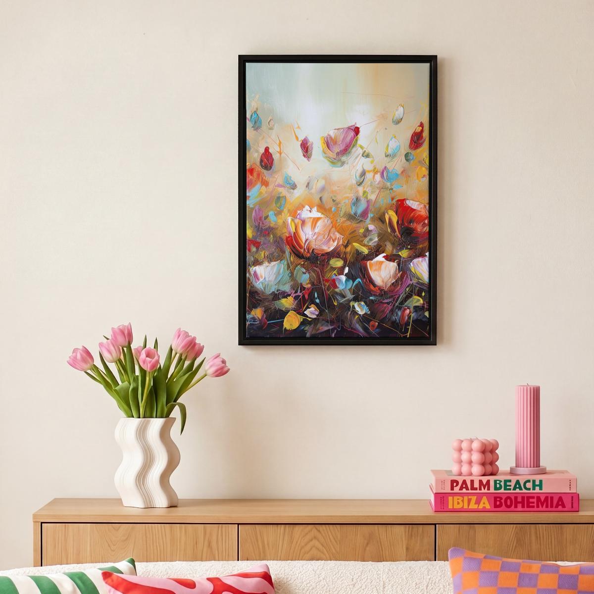 LEINWAND Bilder mit Rahmen - Blumen - Kunst - Natur - Ölgemälde - 20x30 - Multicolor, Textil (20/30cm) - MuchoWow