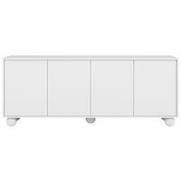 KOMMODE Adel mit 4 Türen und runden Füßen, 204 cm, Griffloss, Weiß - Weiß, Holzwerkstoff (204/81/38cm) - Beautysofa
