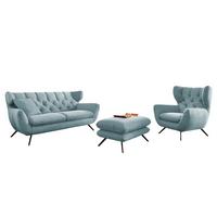 SITZGRUPPE CHARME Hellblau Cord - Hellblau, Textil (200/94/95cm) - KAWOLA