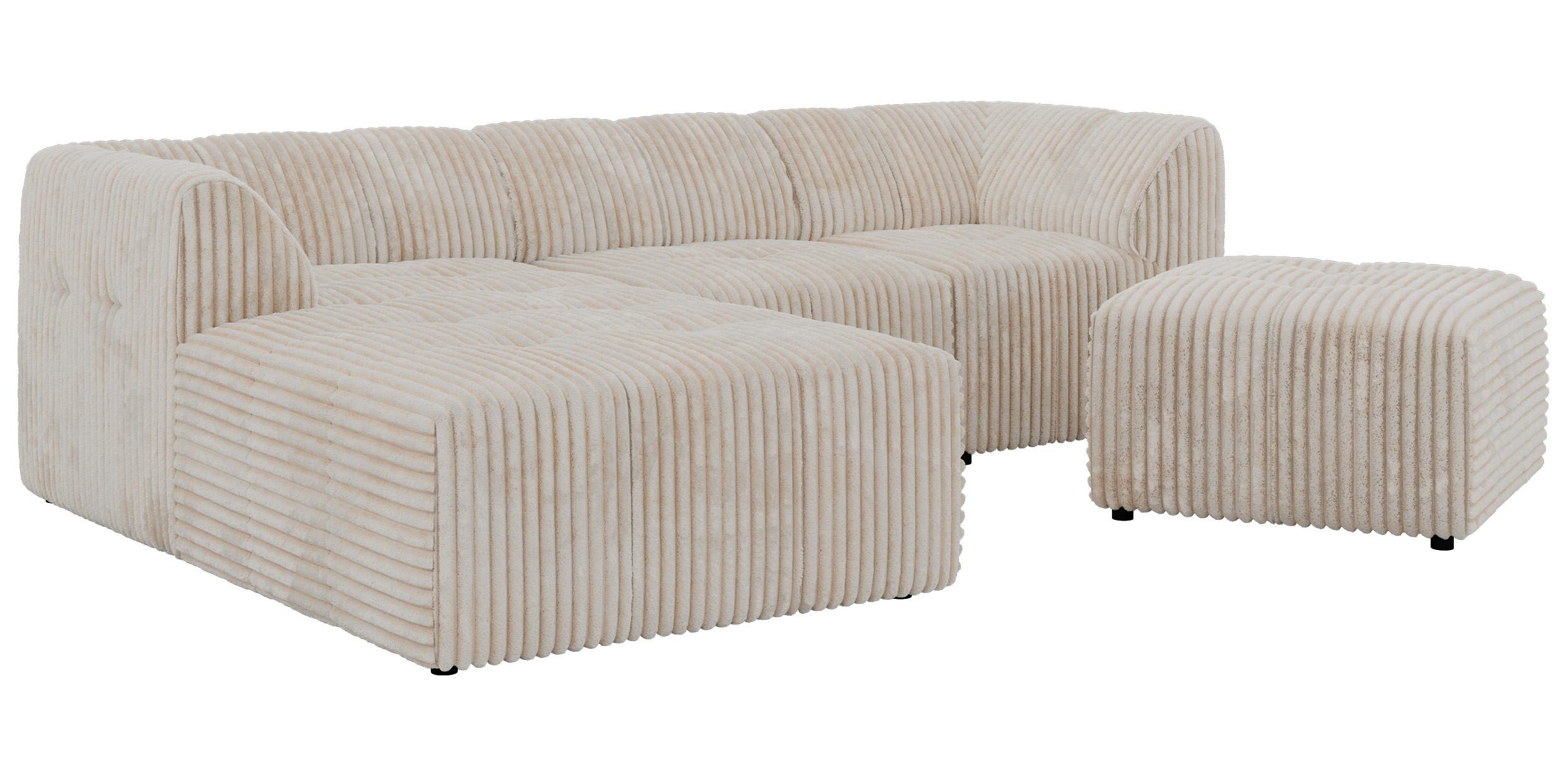 ECKSOFA VORITA L 4M - Beige Cord - Links Seite - Beige/Creme, Kunststoff/Textil (267/176cm) - MKS