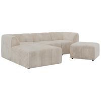ECKSOFA VORITA L 4M - Beige Cord - Links Seite - Beige/Creme, Kunststoff/Textil (267/176cm) - MKS
