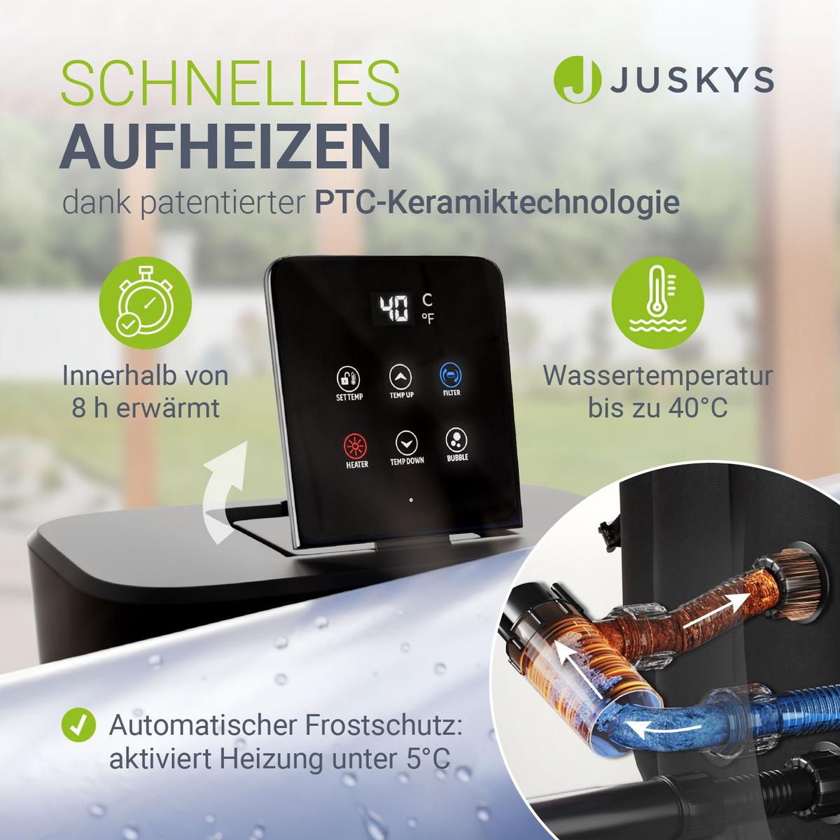 WHIRLPOOL SpaLuxe aufblasbar 185x185x65 cm grau/blau - Grau, Kunststoff (185/65/185cm) - Juskys