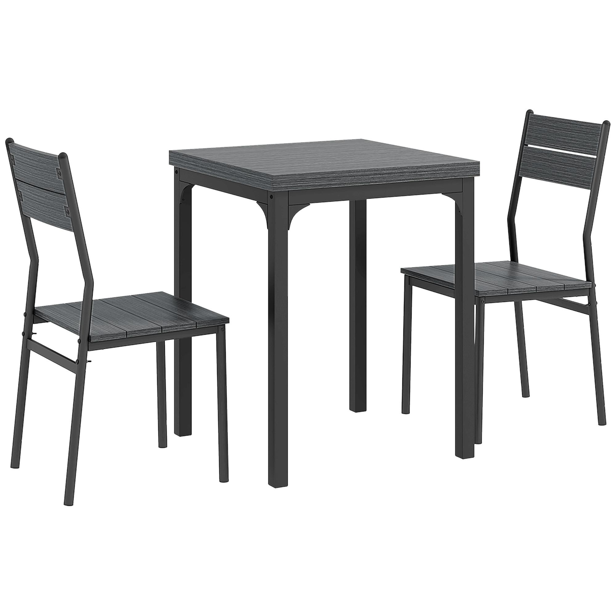 ESSGRUPPE MDF Metall Grau - Schwarz/Braun, Holzwerkstoff (60/76/60cm) - HOMCOM