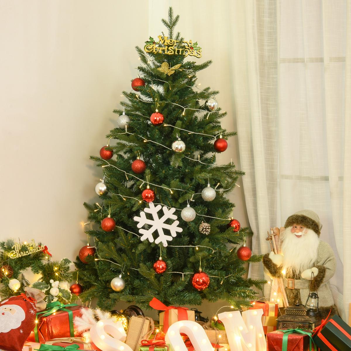 WEIHNACHTSBAUM 1,5 m Christbaum Kunsttanne 946 Zweige Metallfuß kunststoff Weiß - Grün, Kunststoff (150cm) - HOMCOM