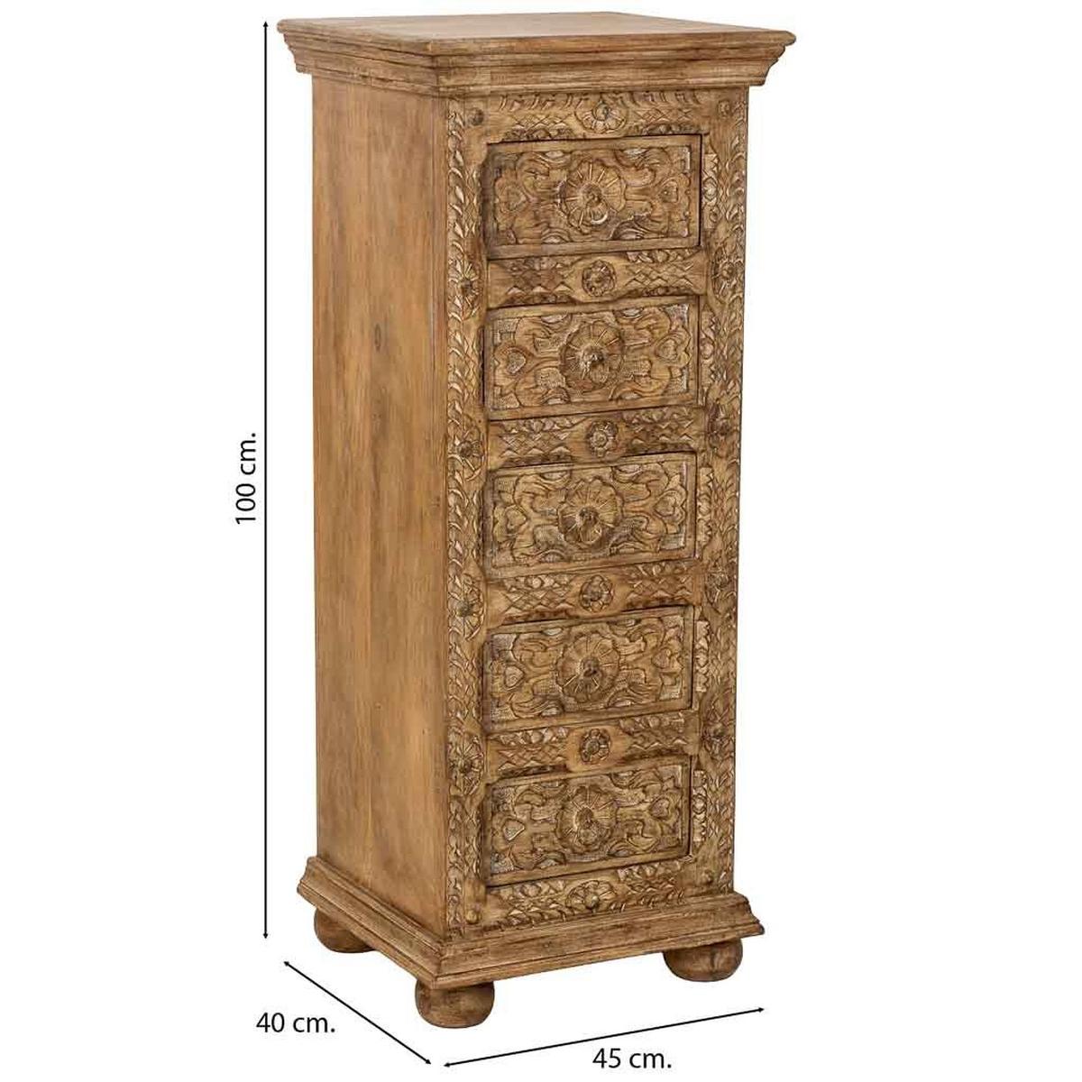 KOMMODE aus Holz, braun, 45x40x100cm - Braun, Holz (45/100/40cm) - Wanderlust