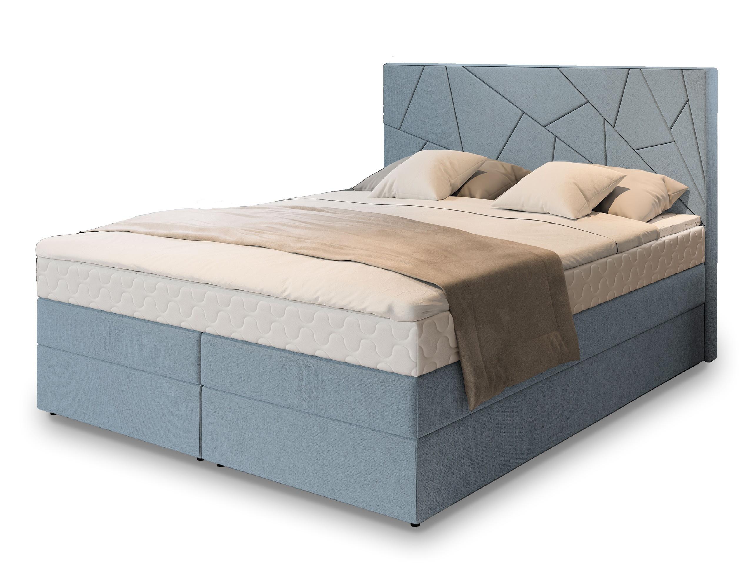 BOXBETT TRANI 140x200 cm mit Matratze und Topper - Blau - Hellblau, Holz (140/200cm) - MASSENO