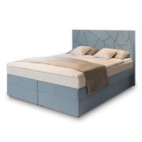 BOXBETT TRANI 140x200 cm mit Matratze und Topper - Blau - Hellblau, Holz (140/200cm) - MASSENO