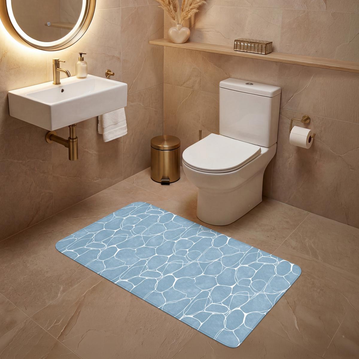 WC-VORLEGER Organisch - Muster - Blau WC Teppich 120x60 cm - Hellblau, Textil (120/1cm) - OnlyWow