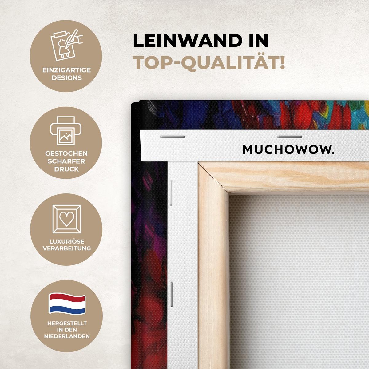 LEINWANDBILD 3er Set Baum - Farbenfroh - Malerei-Look - Abstrakt 180x80 cm - Multicolor, Textil (180/80cm) - MuchoWow