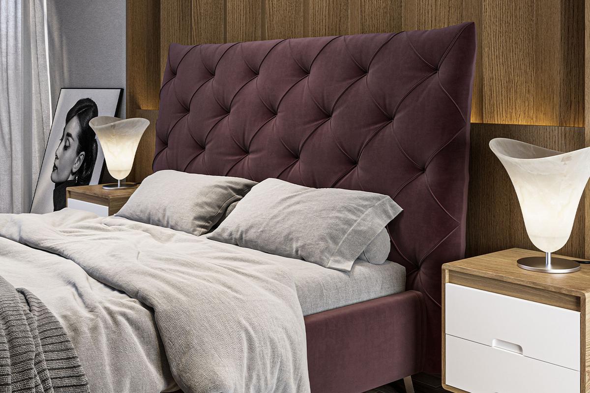 POLSTERBETT ANNY Violett Velvet - Violett, Textil (140/200cm) - KAWOLA