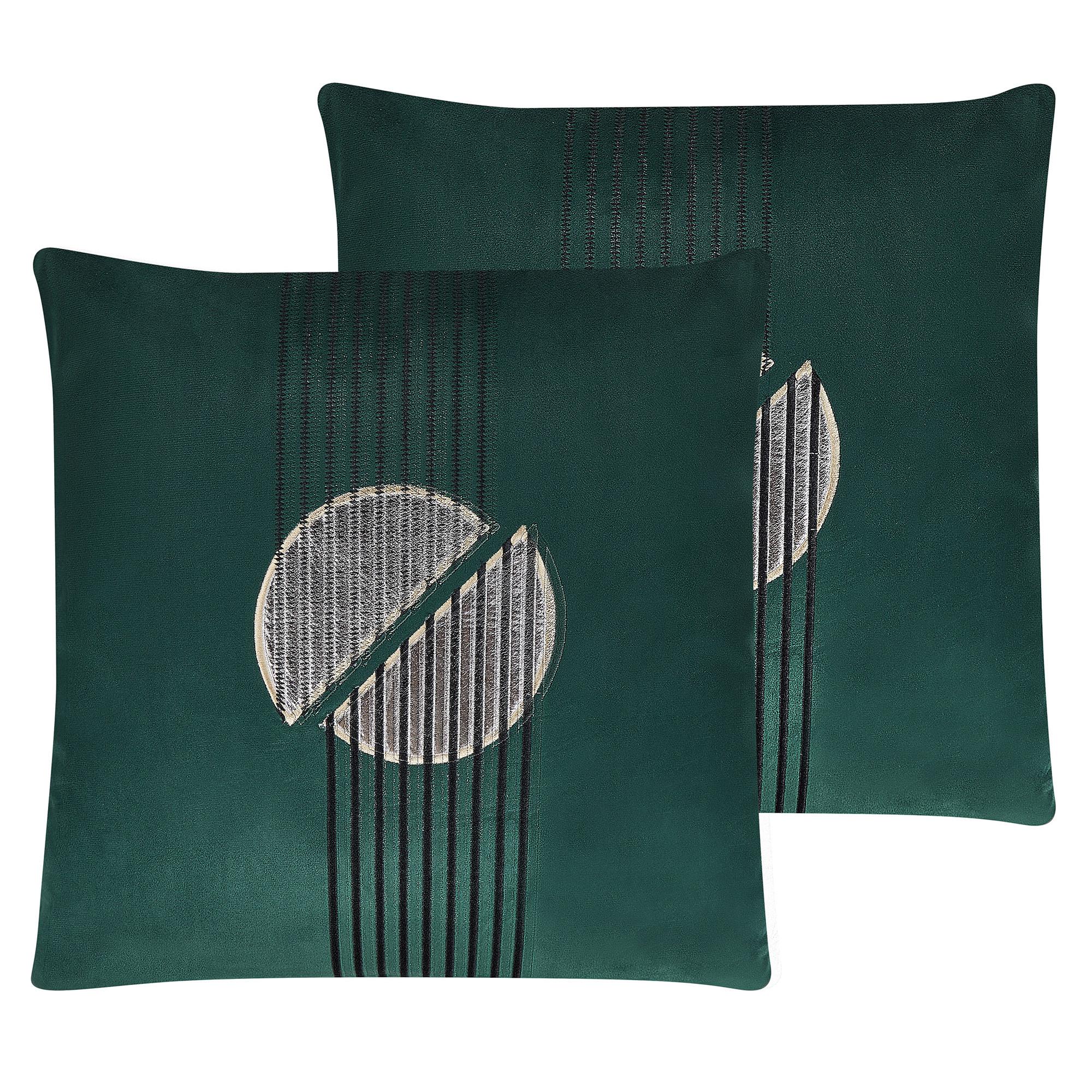 DEKOKISSEN 2er-Set Smaragdgrün 45/45 cm Ceropegia - Smaragdgrün, Textil (45/45cm) - Beliani