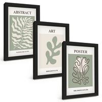 BILDER SET 3er Set - 20x30 cm Schwarzer Rahmen - Poster mit Pflanzenmustern von Matisse - Schwarz, Kunststoff (20/30cm) - TULUP