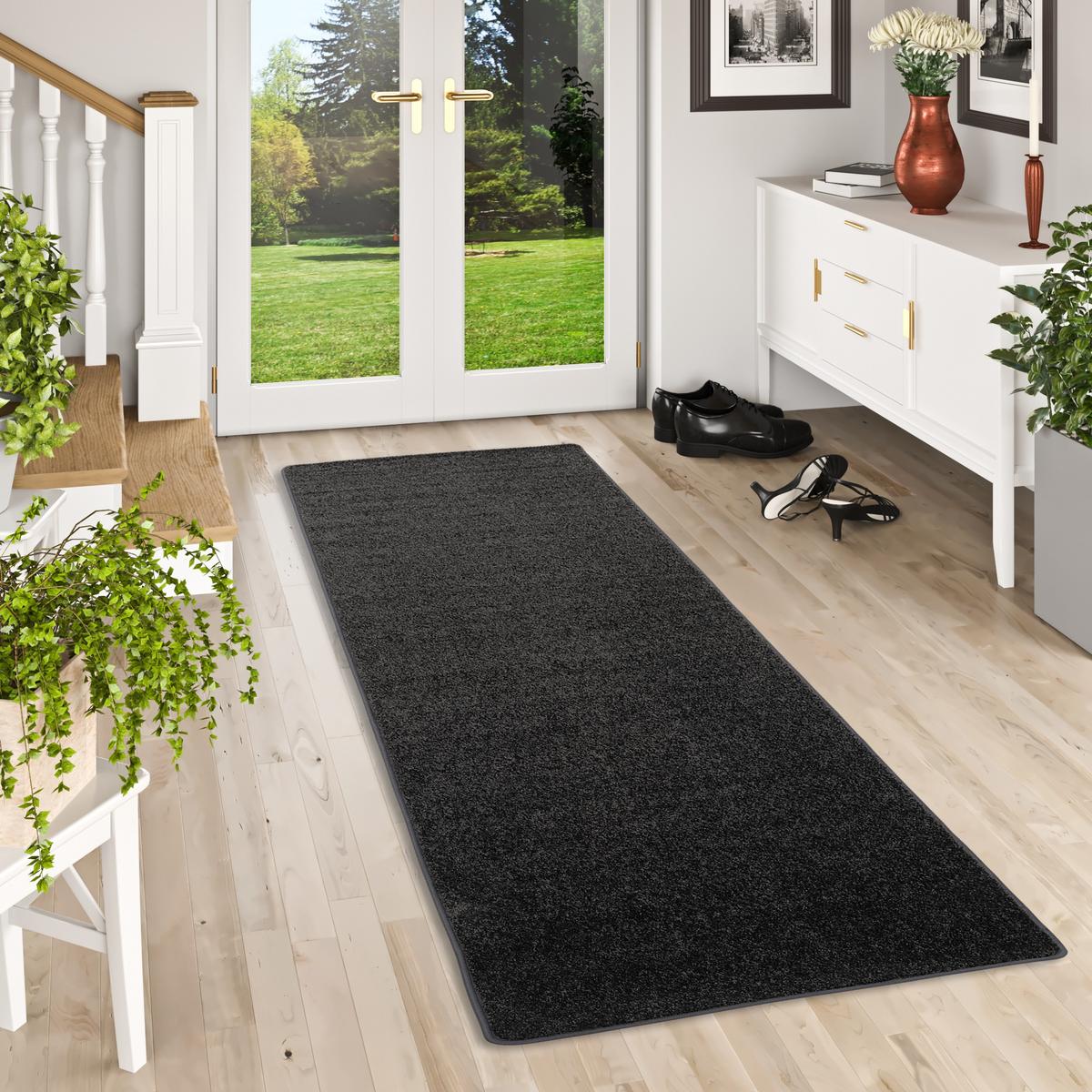 HOCHFLOR VELOURS LÄUFER TEPPICH LUNA - Anthrazit, Textil (80/400cm) - Snapstyle