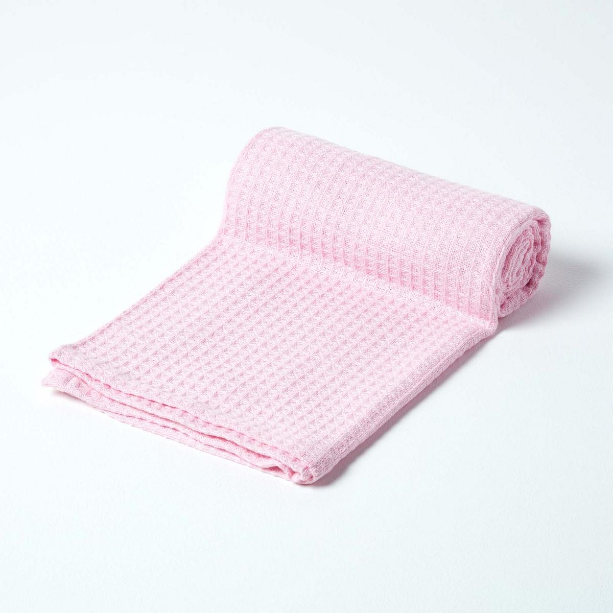BABYDECKE Waffelpiqué 125/150 cm, Bio-Baumwolle - Rosa, Textil (125/150cm) - Homescapes