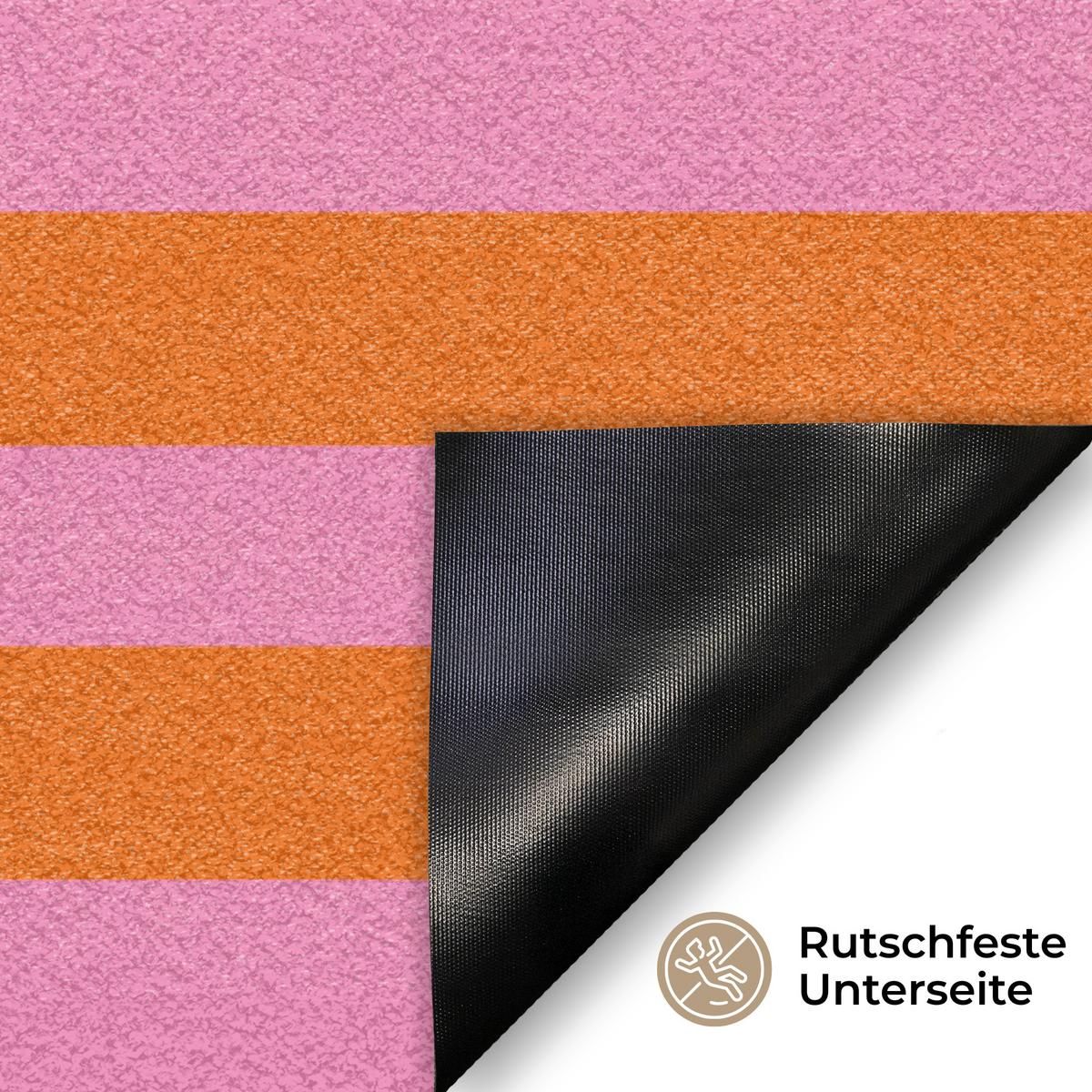 FUSSMATTE Ciao - Zitat - Streifen Sauberlaufmatte 60x40 cm - Orange, Kunststoff (60/0.4cm) - MuchoWow