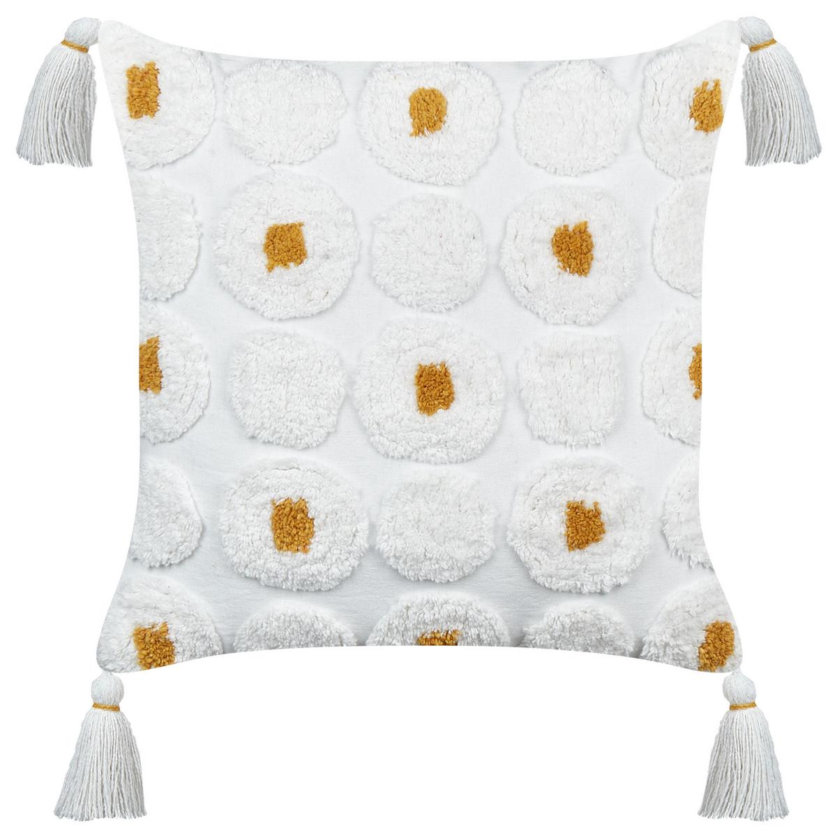 DEKOKISSEN 2er-Set Weiß 45/45 cm Azalia - Gelb/Weiß, Textil (45/45cm) - Beliani