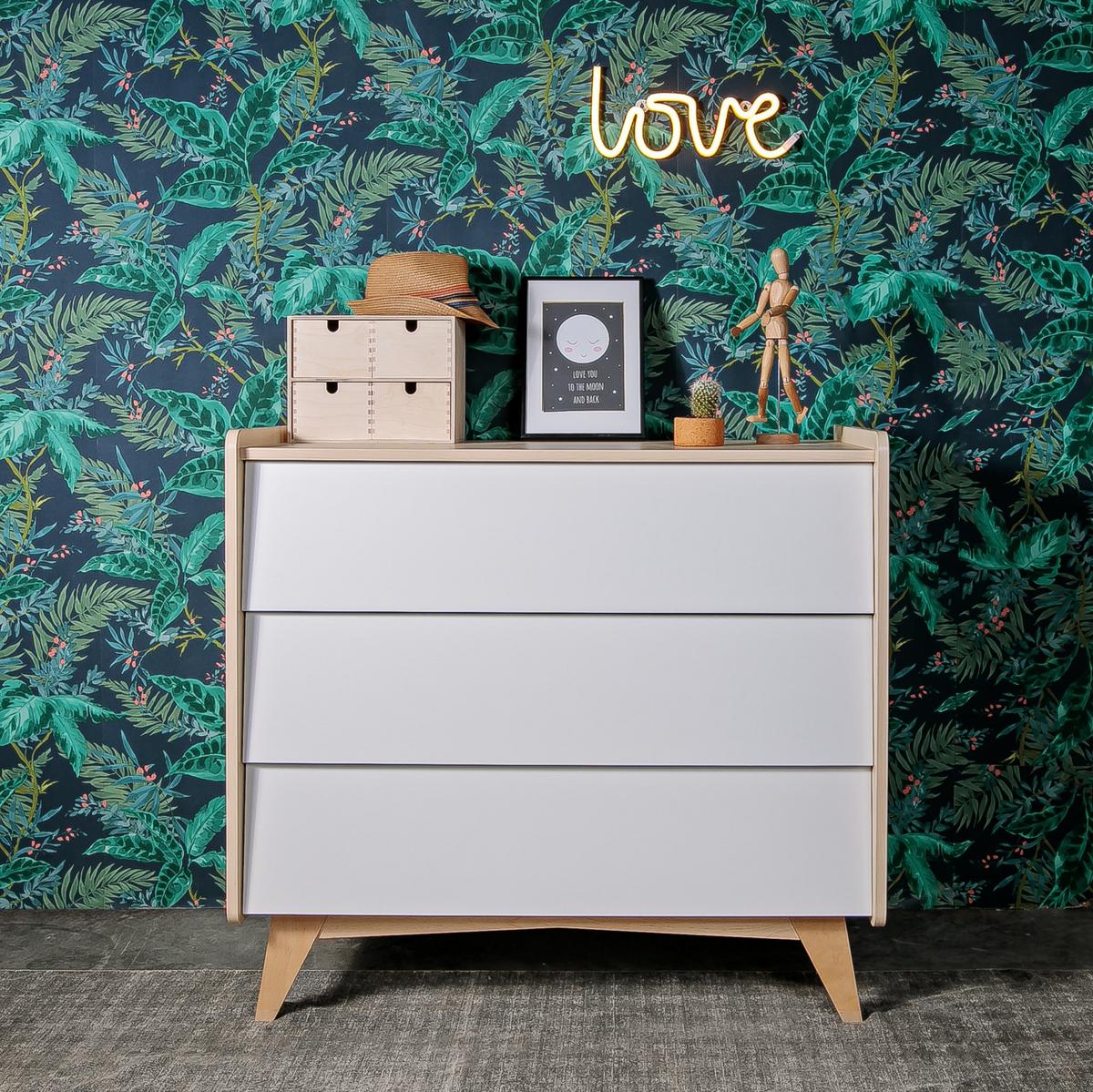 KINDERKOMMODE SoSixty – rustikale Eleganz und Funktionalität Weiß - Weiß, Holzwerkstoff (100/93/56cm) - RAUMHIRSCH FURNITURE