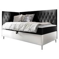 BOXBETT Filip Junior 3, Seite zum Öffnen des Bettkastens: Links - H3 - Schwarz/Weiß, Holz (90/200cm) - MIRJAN24