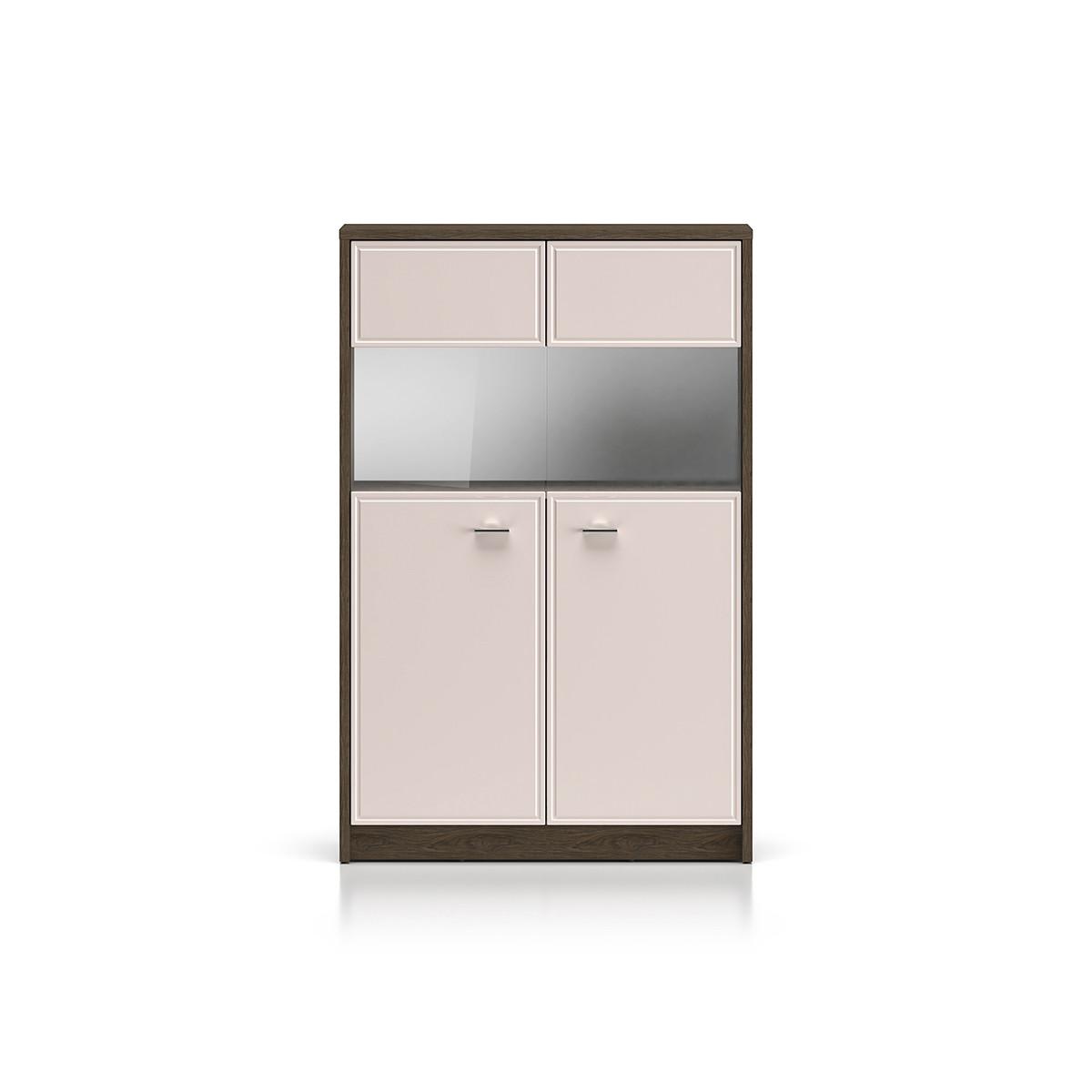 GESCHIRRSCHRANK Kaius Kaschmir und Dunkles Holz - Beige, Holzwerkstoff (91.6/140.5/40cm) - Petits-meubles