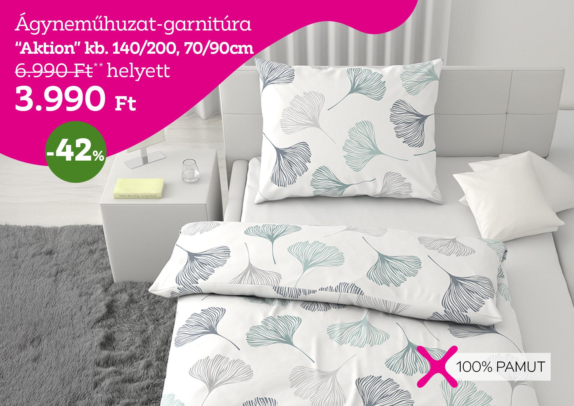 Ágyneműhuzat-garnitúra AKTION 6990 Forint helyett 3990 Forint, kedvezmény mértéke 42%