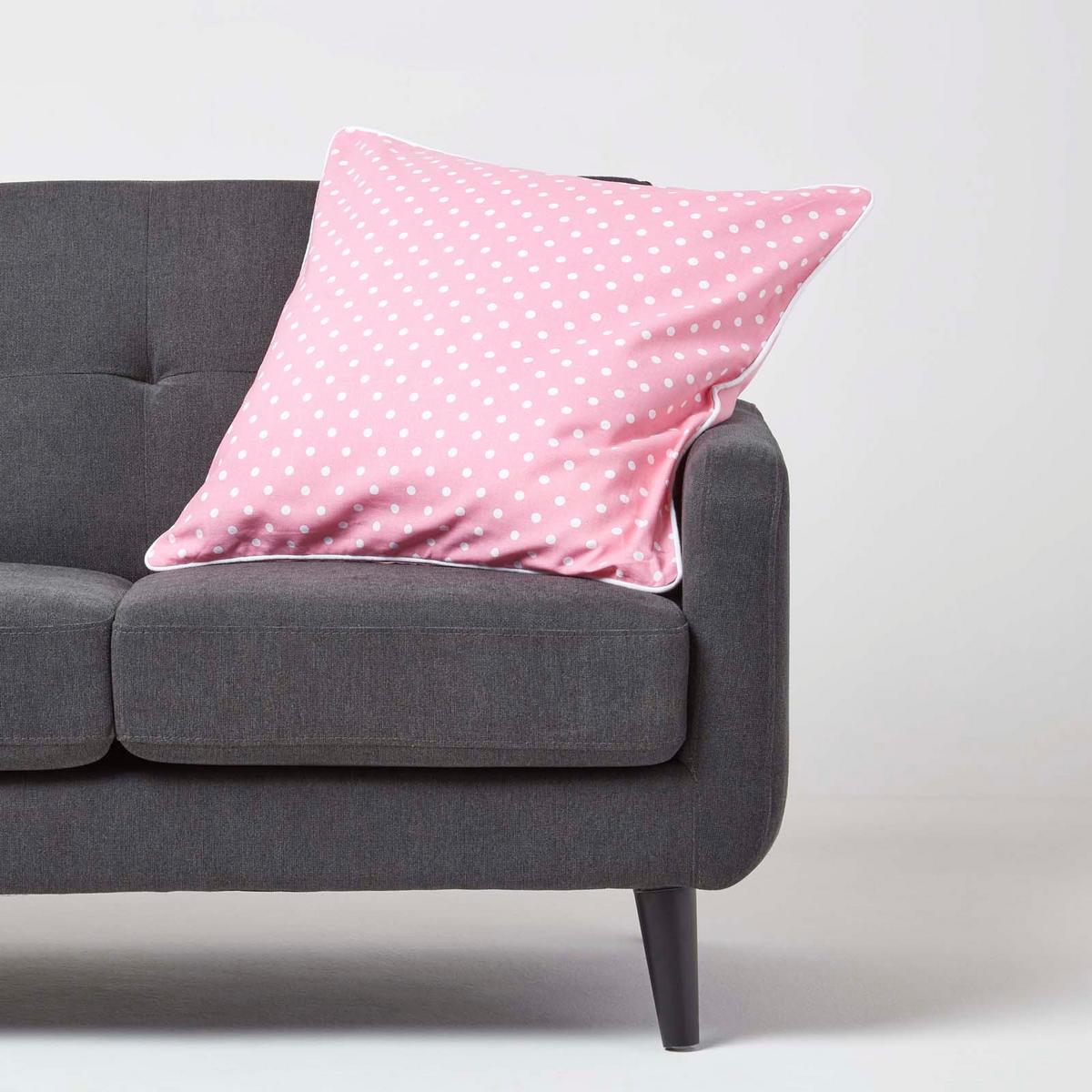 KISSENHÜLLE Polka Dots 60/60 cm, 100% Baumwolle - Rosa, Textil (60/60cm) - Homescapes