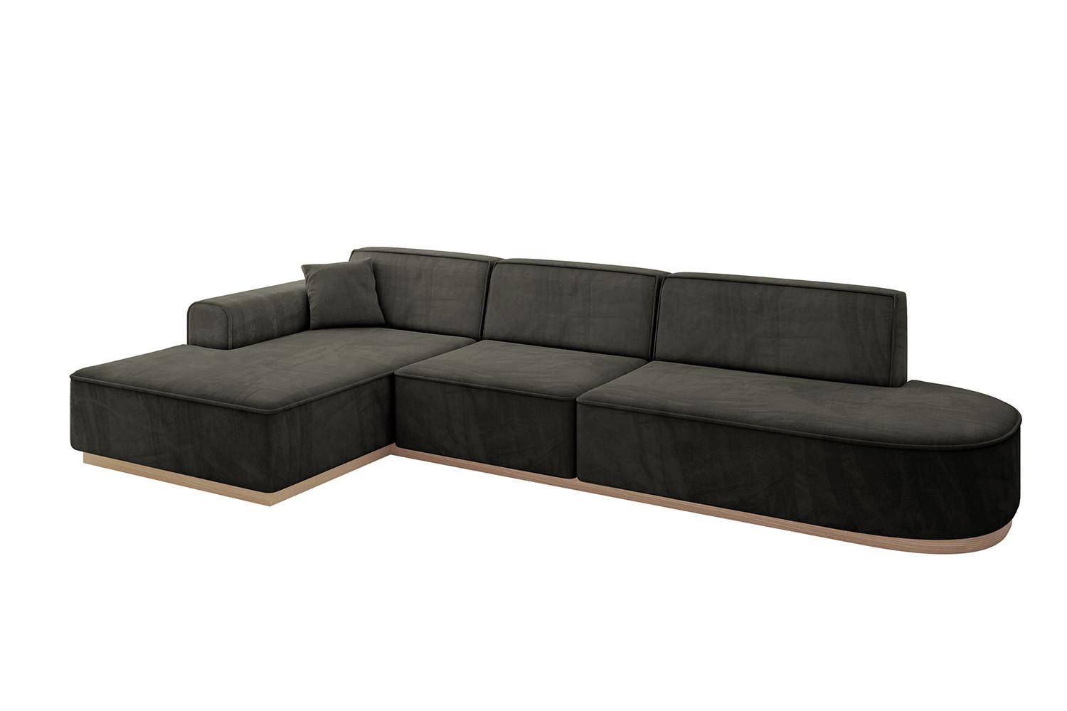 ECKSOFA Ottomane Links IREA-L2 - 327x165x80 cm Schwarz - Schwarz, Holzwerkstoff/Textil (327/165cm) - ALTDECOR