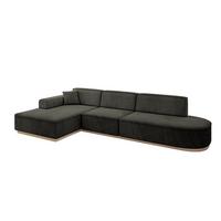 ECKSOFA Ottomane Links IREA-L2 - 327x165x80 cm Schwarz - Schwarz, Holzwerkstoff/Textil (327/165cm) - ALTDECOR