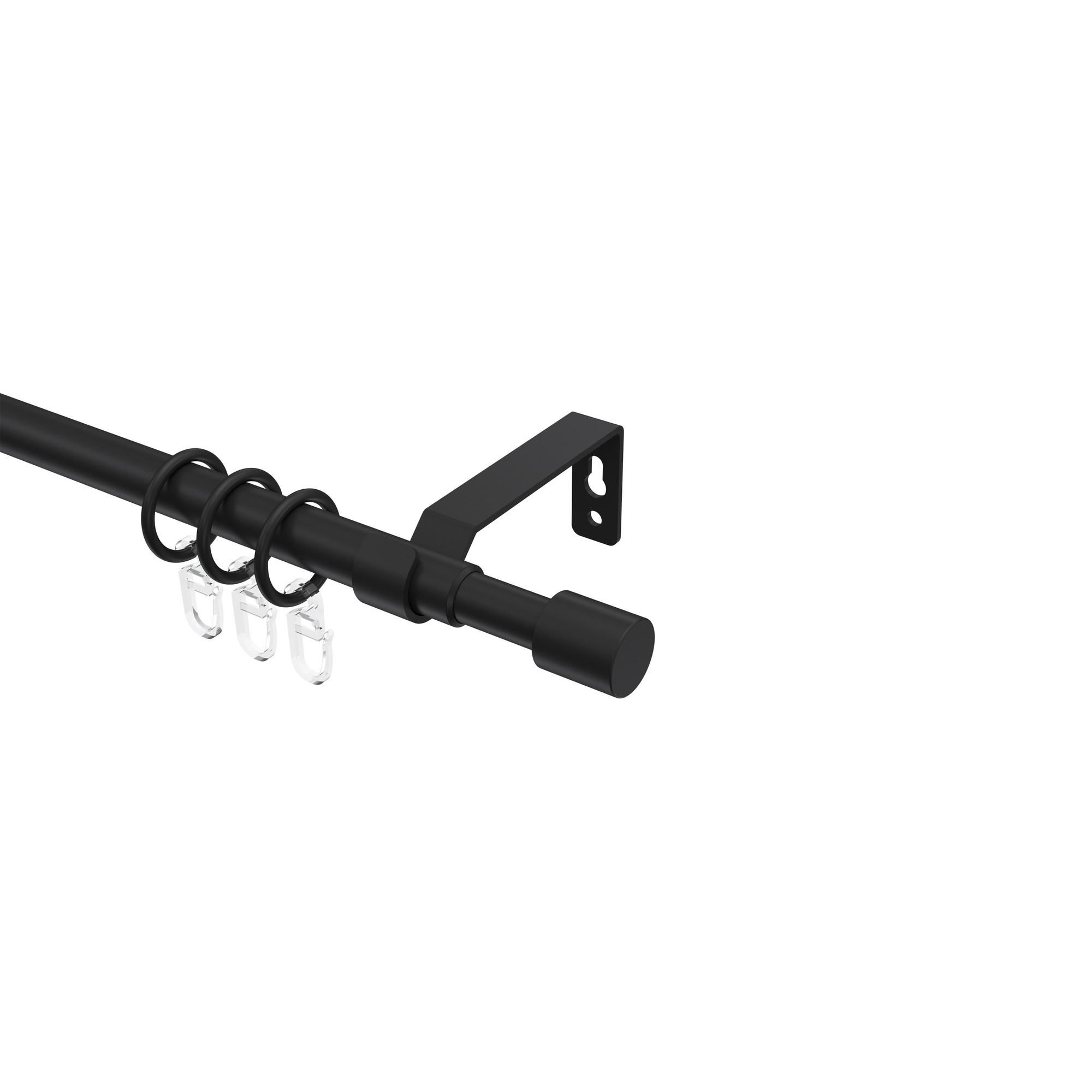GARDINENSTANGE / TELESKOPSTANGE Hera Livo 130-240 cm, 1-läufig, 16/13 mm Ø Schwarz - Schwarz, Kunststoff/Metall (240cm) - INTERDECO