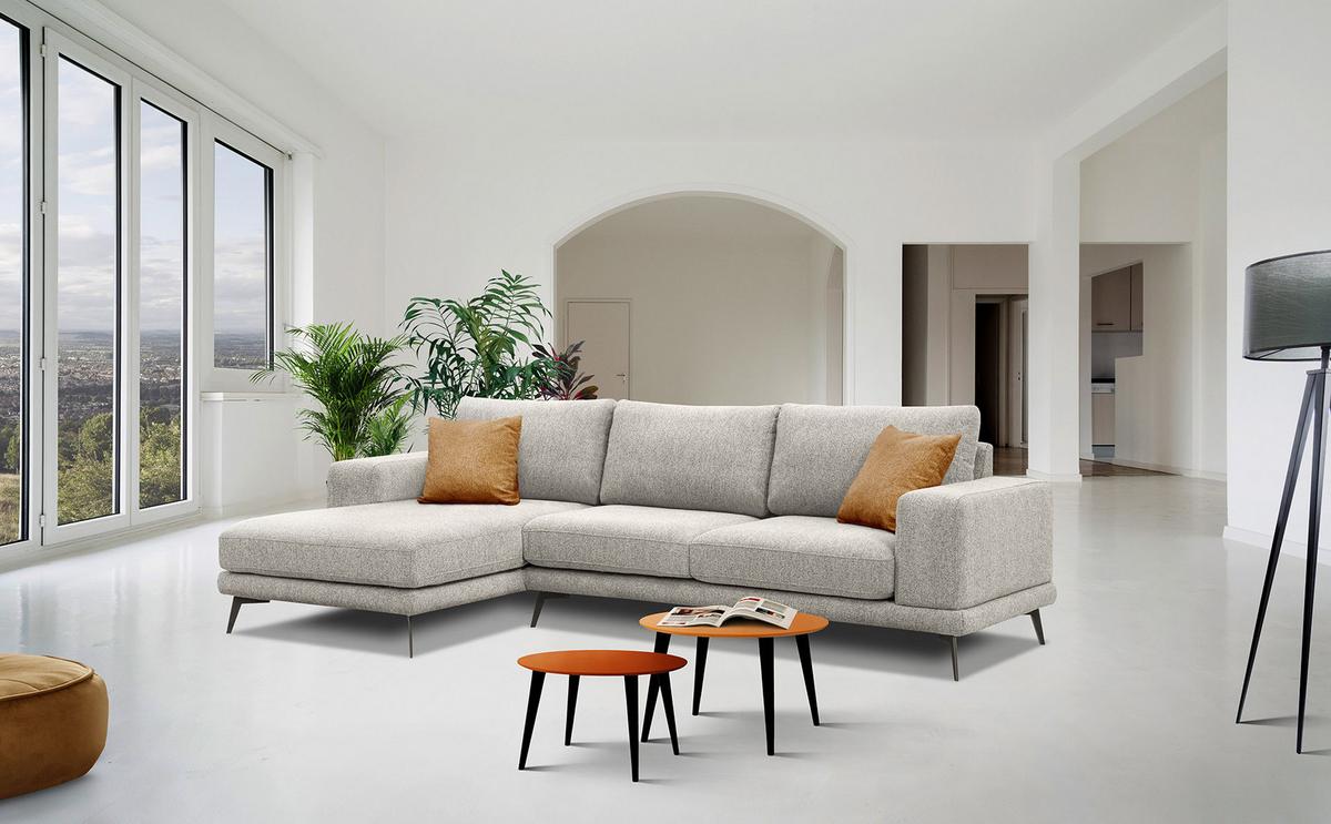 ECKSOFA MEDIOLANE 5-Sitzer, hellgrau - Hellgrau, Holzwerkstoff/Textil (158/282cm) - Wozimo
