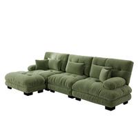ECKSOFA Modulares 313cm Chenille Cloud-Sofa mit Ottoman für das Wohnzimmer - Grün, Textil (313/145cm) - Urban Meuble