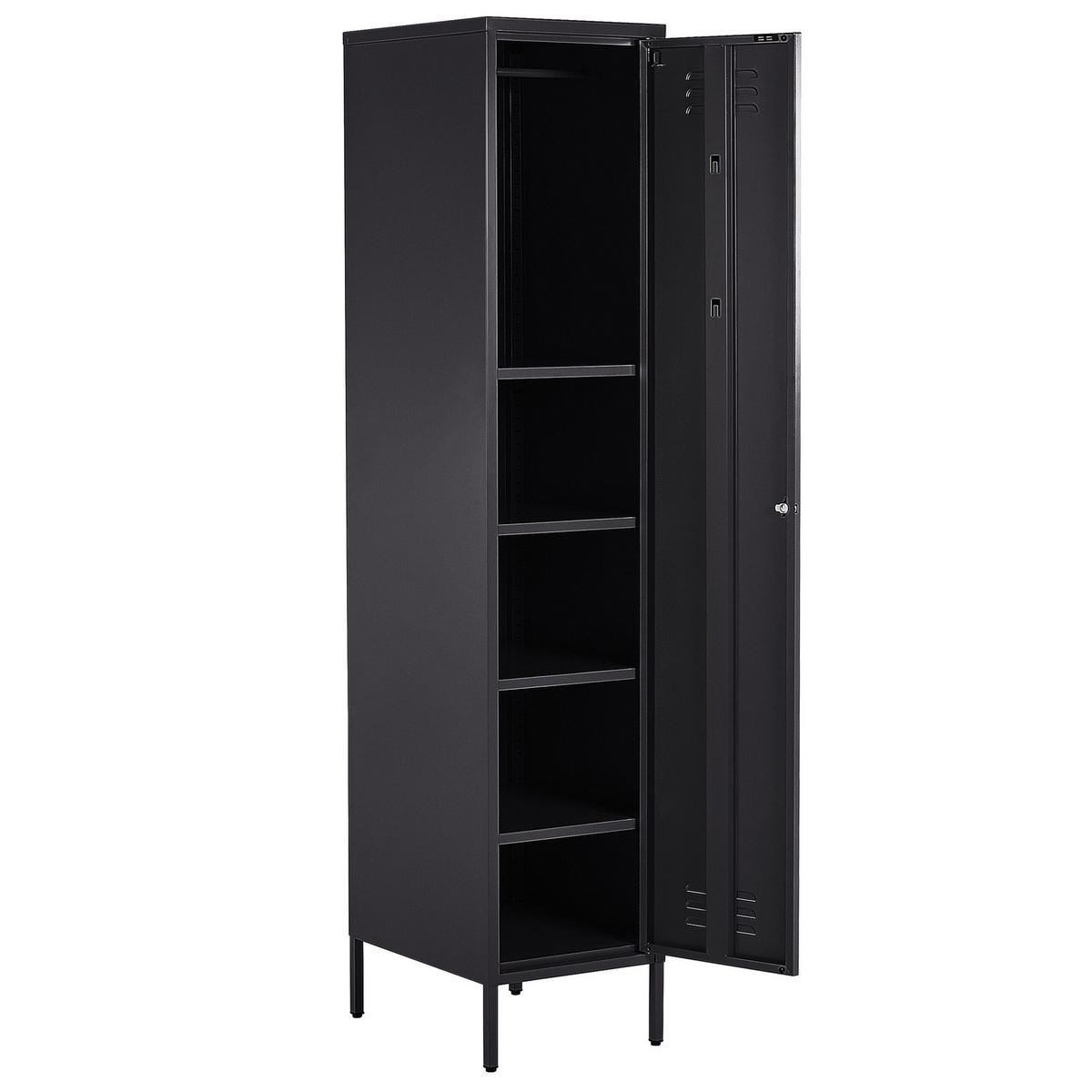 GARDEROBENSCHRANK schwarz Frome - Schwarz, Metall (38/185/50cm) - Beliani