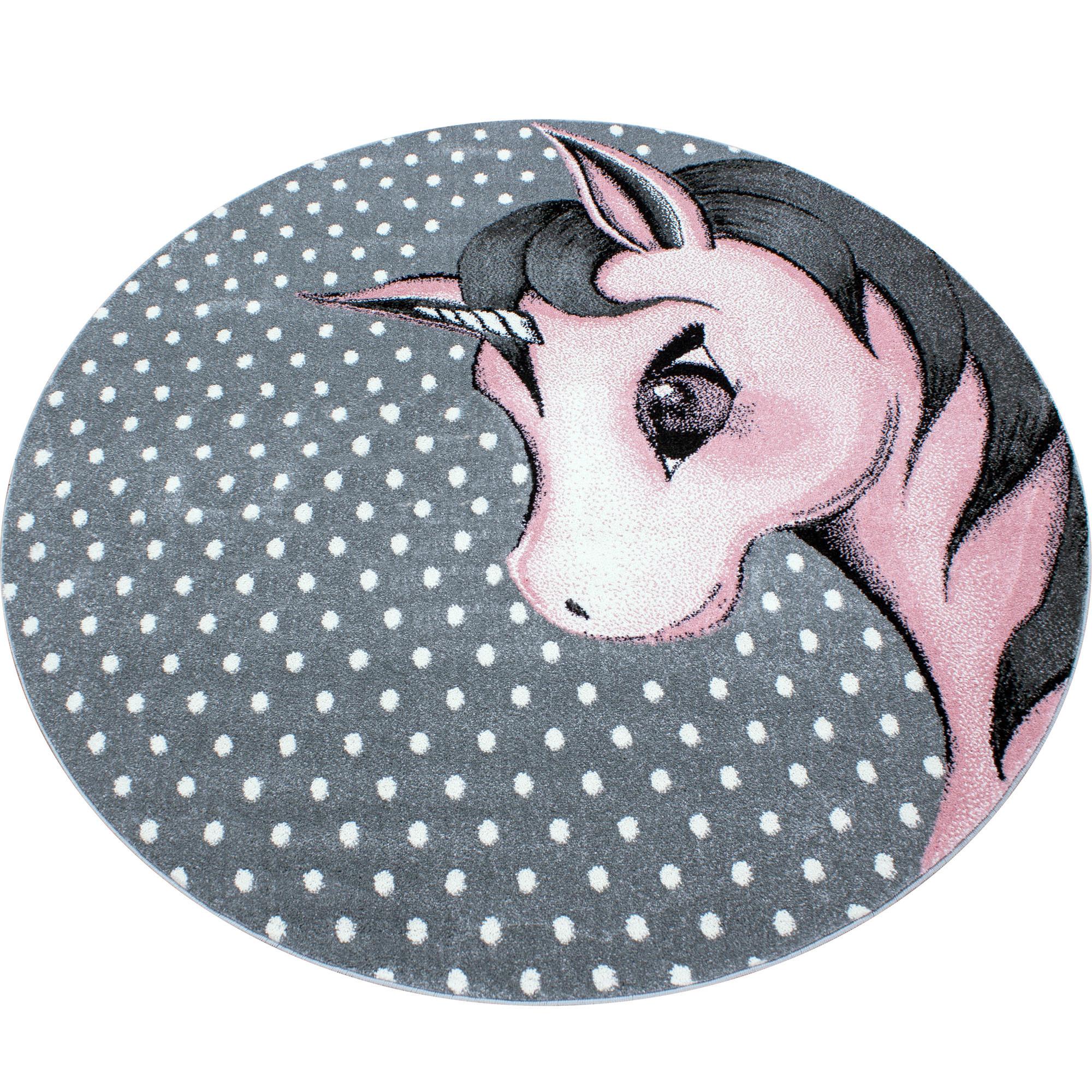 SPIELTEPPICH TASNA in Rosa, mit Einhorn-Motiv, Ø 120 cm - Rosa, Textil (120/120cm) - KADIMA DESIGN