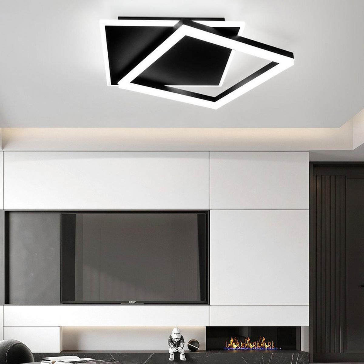 LED-DECKENLEUCHTE Lena 48.5/47.5/6 cm - Schwarz, Metall (48.5/47.5/6cm) - ZMH