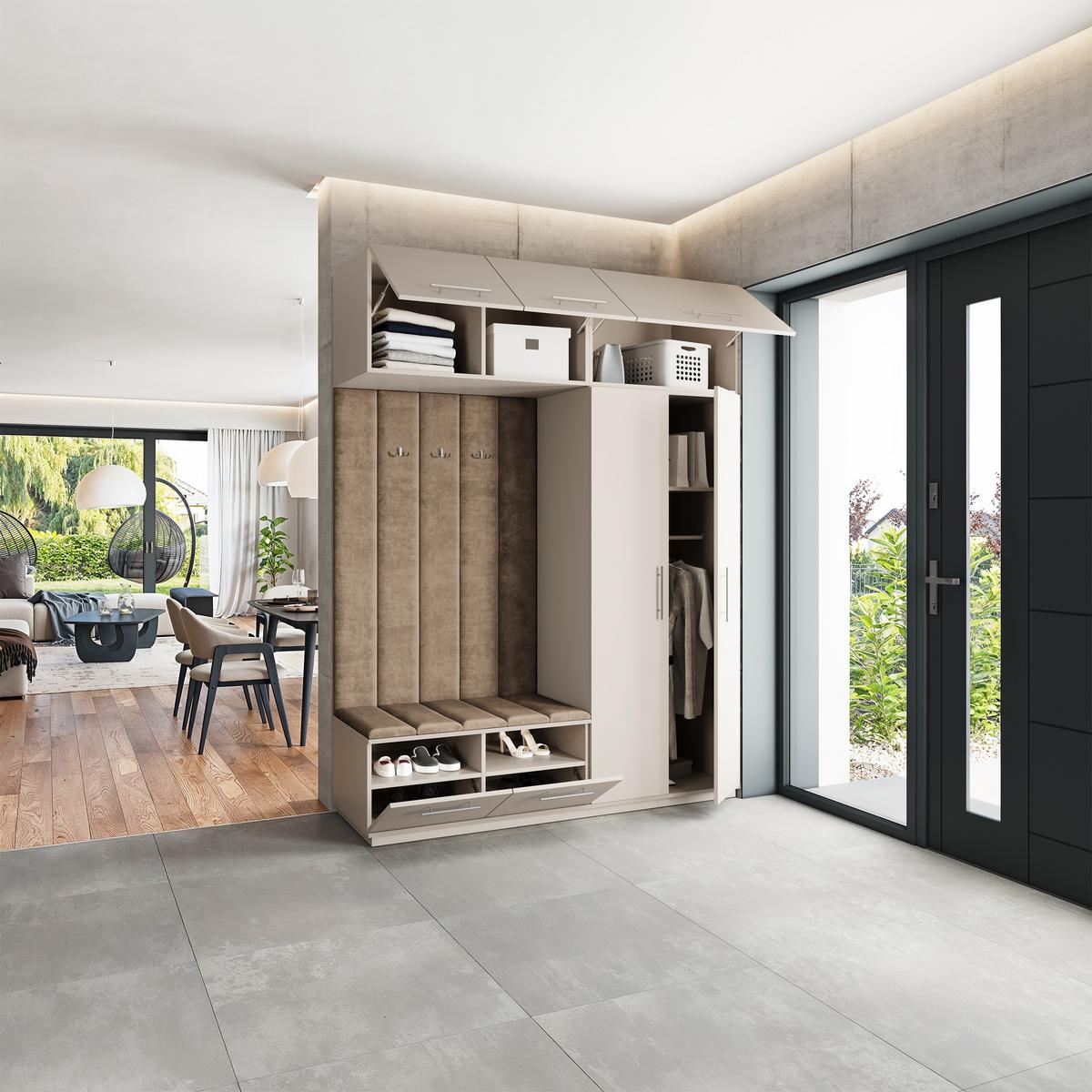 GARDEROBENSCHRANK REMA 180/240/60 cm Modern Garderobe-Set Kaschmir - Kaschmir/Mokka, Holzwerkstoff (180/240/60cm) - MASSENO