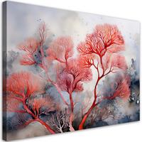 WANDBILD abstrakte pflanzen rot - Rot, Textil (60/40cm) - Feeby