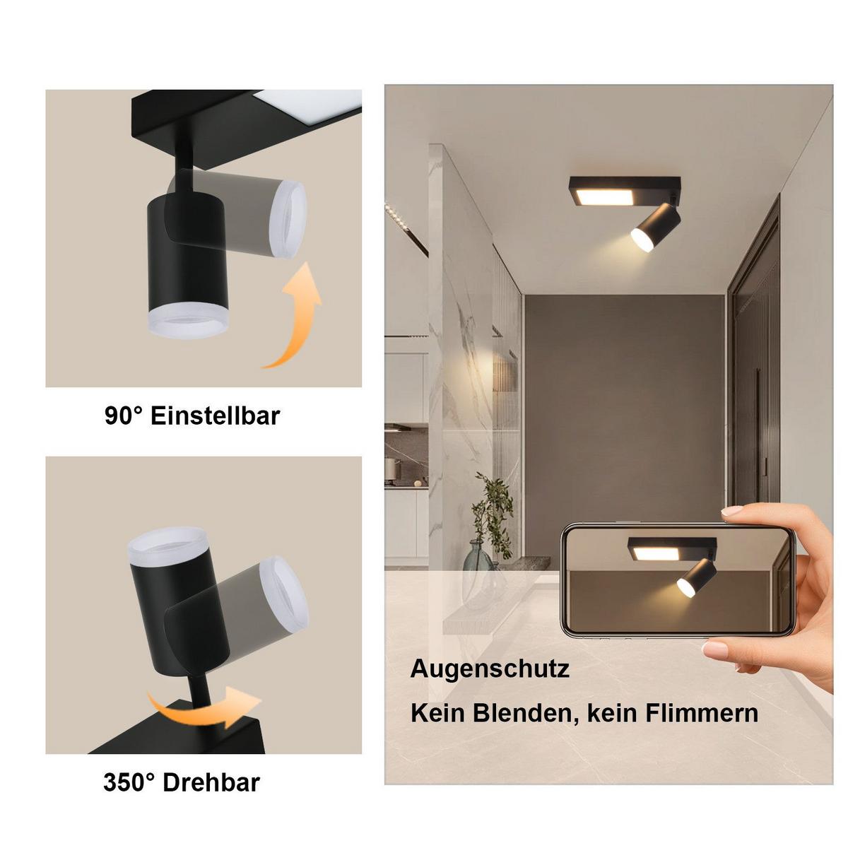 DECKENSTRAHLER Birkenfeld 1-flammig 23.5/8/16.9 cm - Schwarz, Metall (23.5/8/16.9cm) - Nettlife