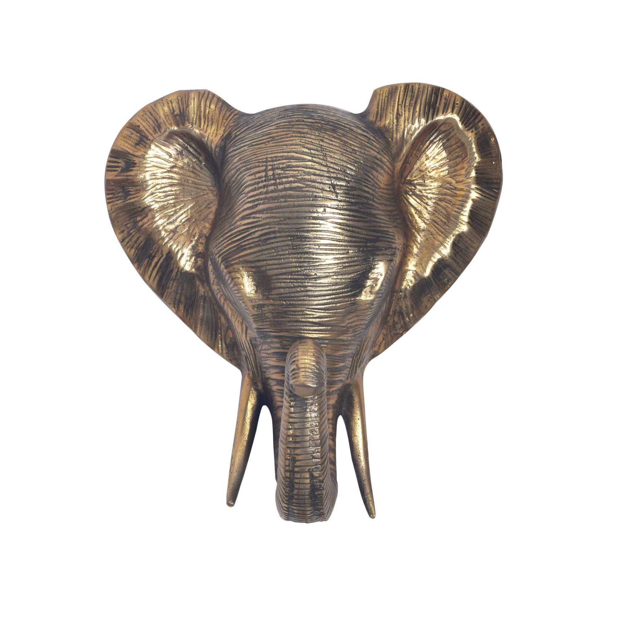 WANDDEKO Elefant Aluminium goldfarben 41 cm im afrikanischen Stil - Goldfarben, Textil (33/41/20cm) - KADIMA DESIGN