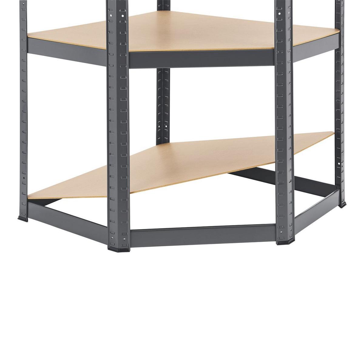 ECKREGAL Lagerregal Corner Easy grau 160x75x75 cm - Grau, Metall (75/160/75cm) - Juskys