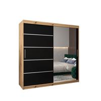 SCHWEBETÜRENSCHRANK 200/200/62 2-türig - Silberfarben/Schwarz, Holz/Kunststoff (200/200/62cm) - MÖBEL KRYSPOL