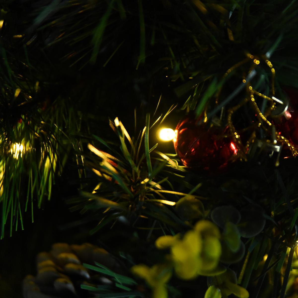 2-ER Set Weihnachtsbäume Mini Künstlicher Christbaum mit rote Beere LED IP44 - Grün, Kunststoff (75cm) - HOMCOM