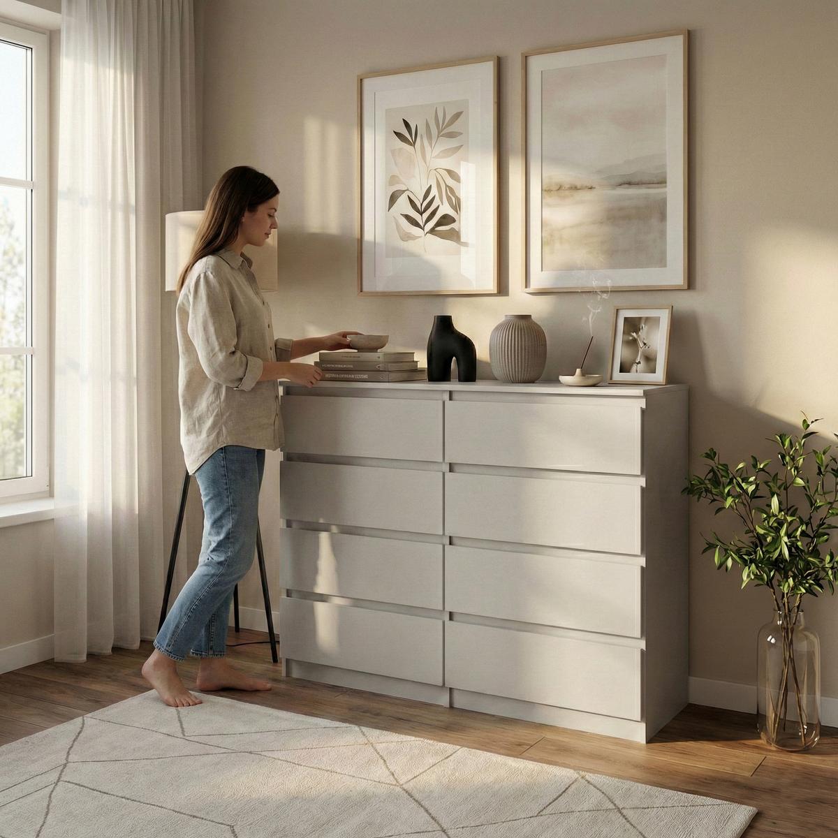 KOMMODE Lemon mit 8 Schubladen, 100 cm, Kaschmir - Kaschmir, Holzwerkstoff (100/97/40cm) - Beautysofa