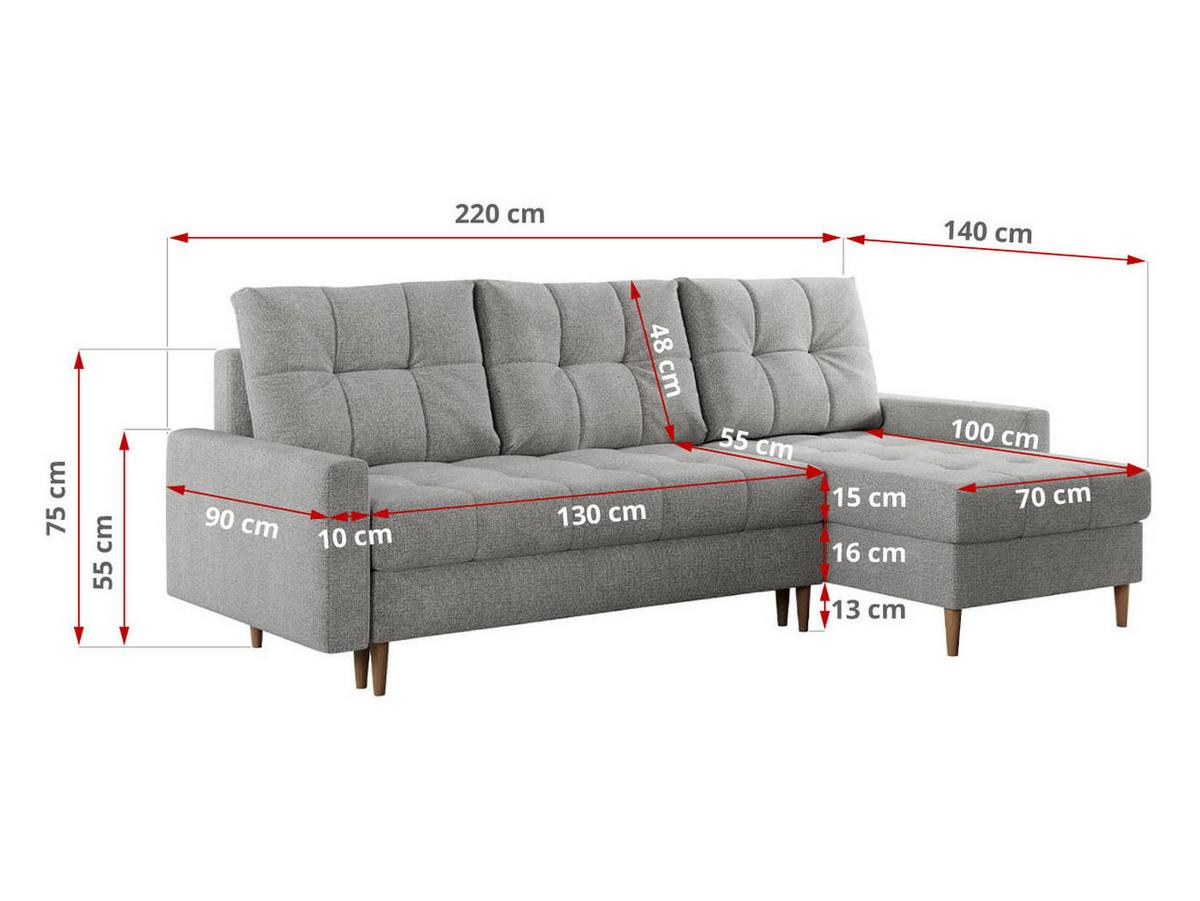 ECKSOFA Colin Struktur Hellgrau - Hellgrau/Braun, Holz/Textil (220/140cm) - MKS