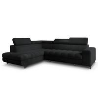 ECKSOFA MORIVA Q L-S Schwarz Boucle-Stoff mit Schlaffunktion - Schwarz, Holzwerkstoff/Textil (253/190cm) - MASSENO