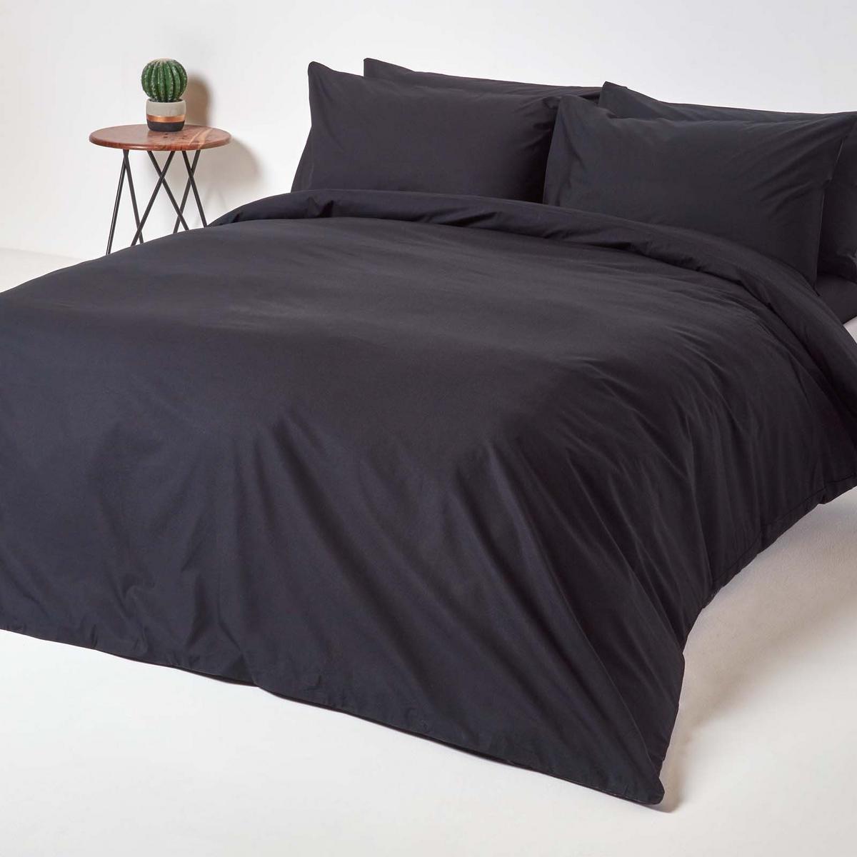 BETTLAKEN ohne Gummizug, Ägyptische Baumwolle, Fadendichte 200 - Schwarz, Textil (180/290cm) - Homescapes