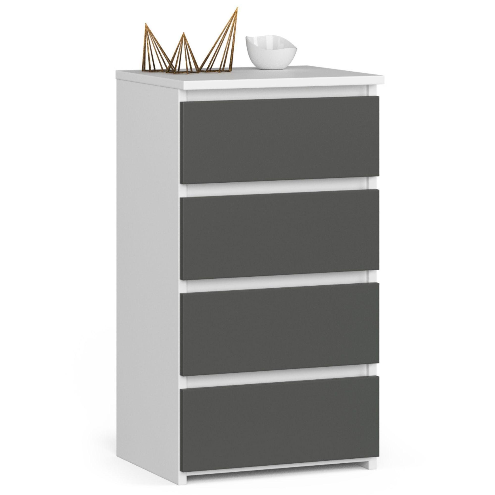 KOMMODE Weiß, Graphit Grau 74/40/35 - Weiß, Holzwerkstoff (40/74/35cm) - RAUMHIRSCH FURNITURE