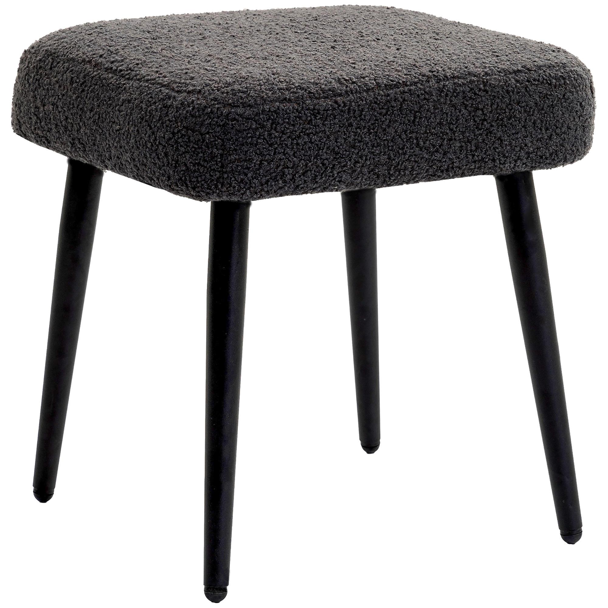 FUSSHOCKER Sitzhocker Quadratischer Schminkhocker mit Kaschmir-Optik, Stahlbeine - Dunkelgrau, Kunststoff (42/44/42cm) - HOMCOM