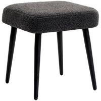 FUSSHOCKER Sitzhocker Quadratischer Schminkhocker mit Kaschmir-Optik, Stahlbeine - Dunkelgrau, Kunststoff (42/44/42cm) - HOMCOM