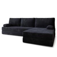 ECKSOFA ANKO modulares Boneless Sofa mit Schlaffunktion Schwarz Kordstoff - Schwarz, Textil (270/160cm) - MASSENO