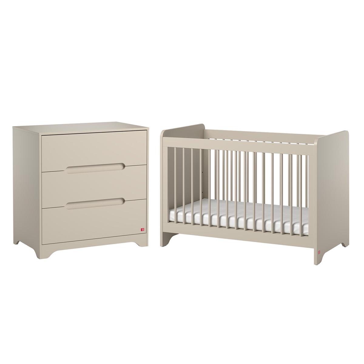 BABYZIMMER 2-teilig Ova Beige - Beige, Holzwerkstoff (124.5/86/65cm) - Petits-meubles