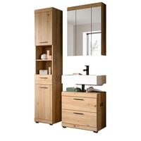 BADMÖBEL-SET Eiche Artisan 3-teilig 112 x 191 cm, Badkombination in modernem Design - Schwarz/Eiche Artisan, Glas/Holzwerkstoff (112/191/34cm) - Inn.Furn